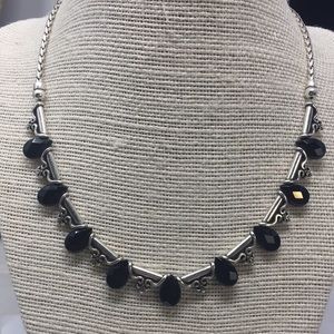 Brighton necklace faceted black stones w/silver
